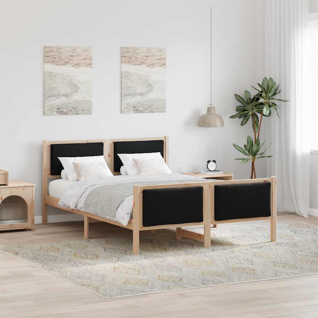 vidaXL Ramka łóżka Z zagłówkiem Czarny 135 x 190 cm tkanina