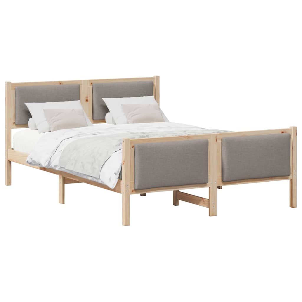 vidaXL Ramka łóżka Z zagłówkiem Ciemnoszary 135 x 190 cm tkanina
