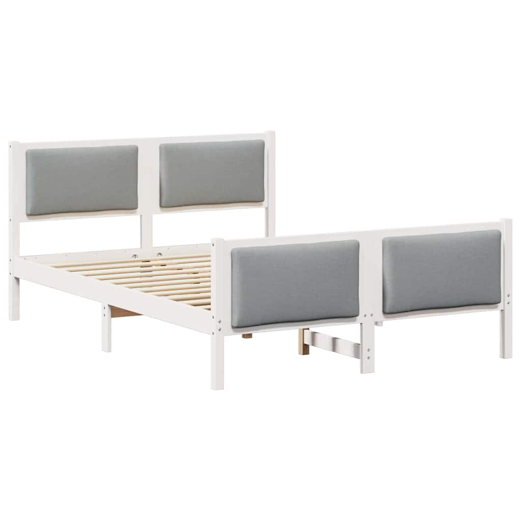vidaXL Ramka łóżka Z zagłówkiem Jasnoszary 135 x 190 cm tkanina