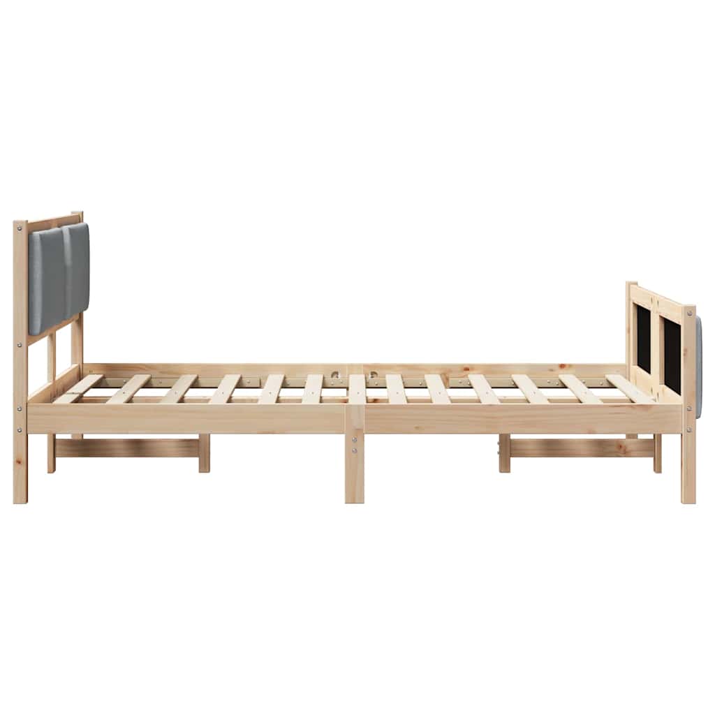 vidaXL Ramka łóżka Z zagłówkiem Jasnoszary 120 x 190 cm tkanina