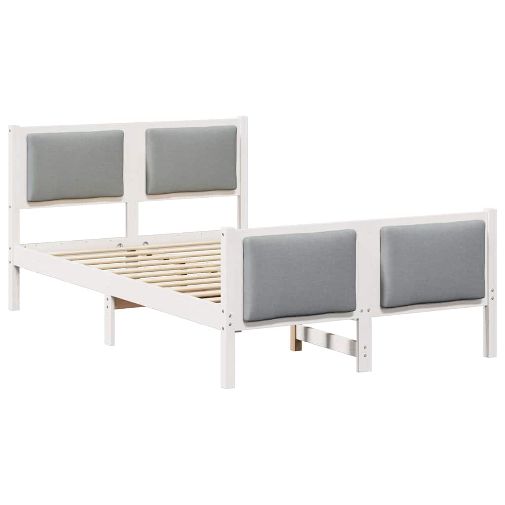 vidaXL Ramka łóżka Z zagłówkiem Jasnoszary 120 x 190 cm tkanina