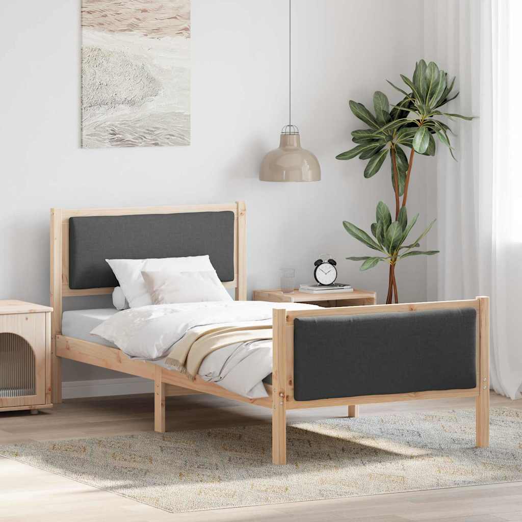 vidaXL Ramka łóżka Z zagłówkiem Ciemnoszary 100 x 200 cm tkanina