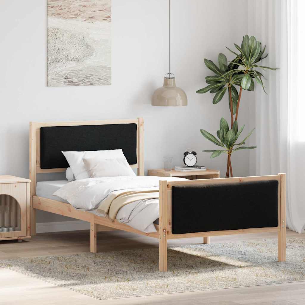 vidaXL Ramka łóżka Z zagłówkiem Czarny 100 x 200 cm tkanina