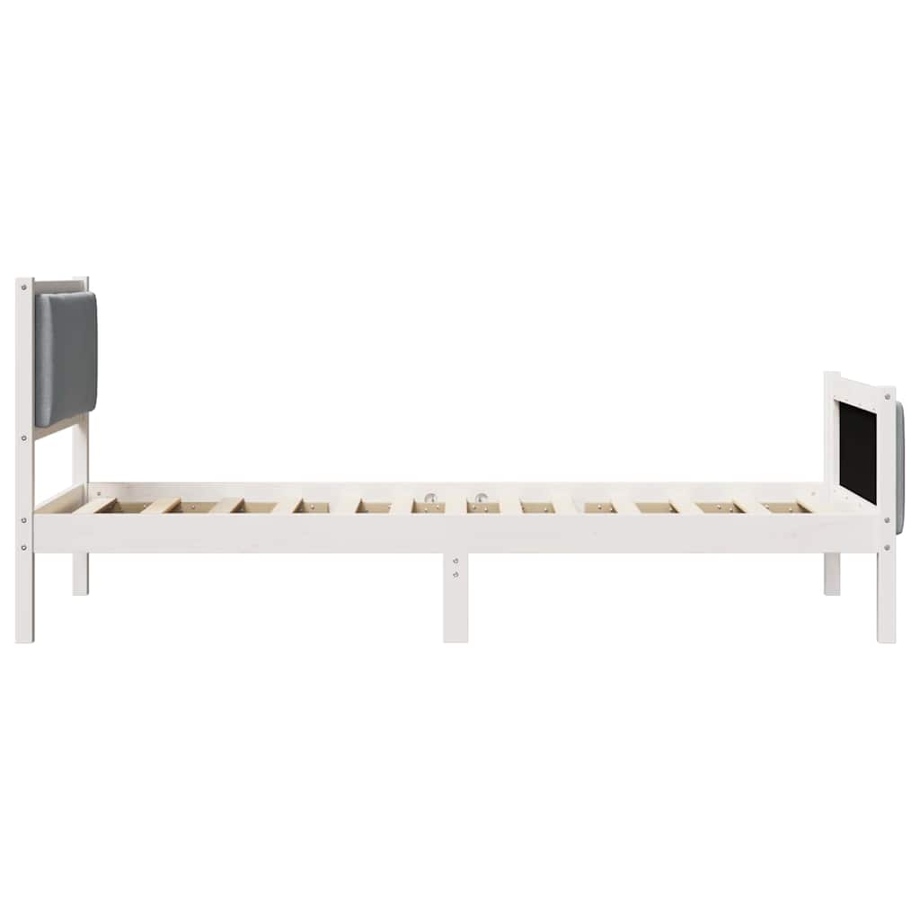 vidaXL Ramka łóżka Z zagłówkiem Jasnoszary 100 x 200 cm tkanina