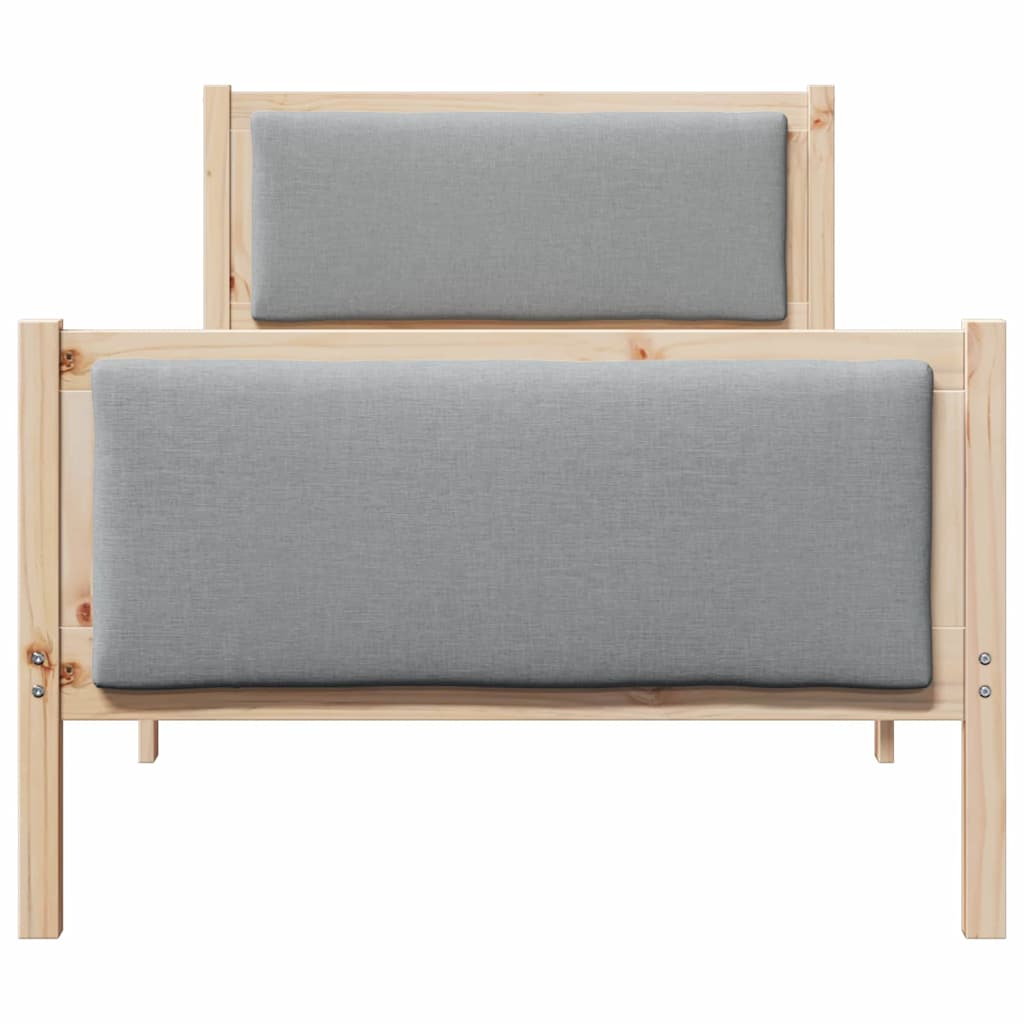 vidaXL Ramka łóżka Z zagłówkiem Jasnoszary 90 x 200 cm tkanina
