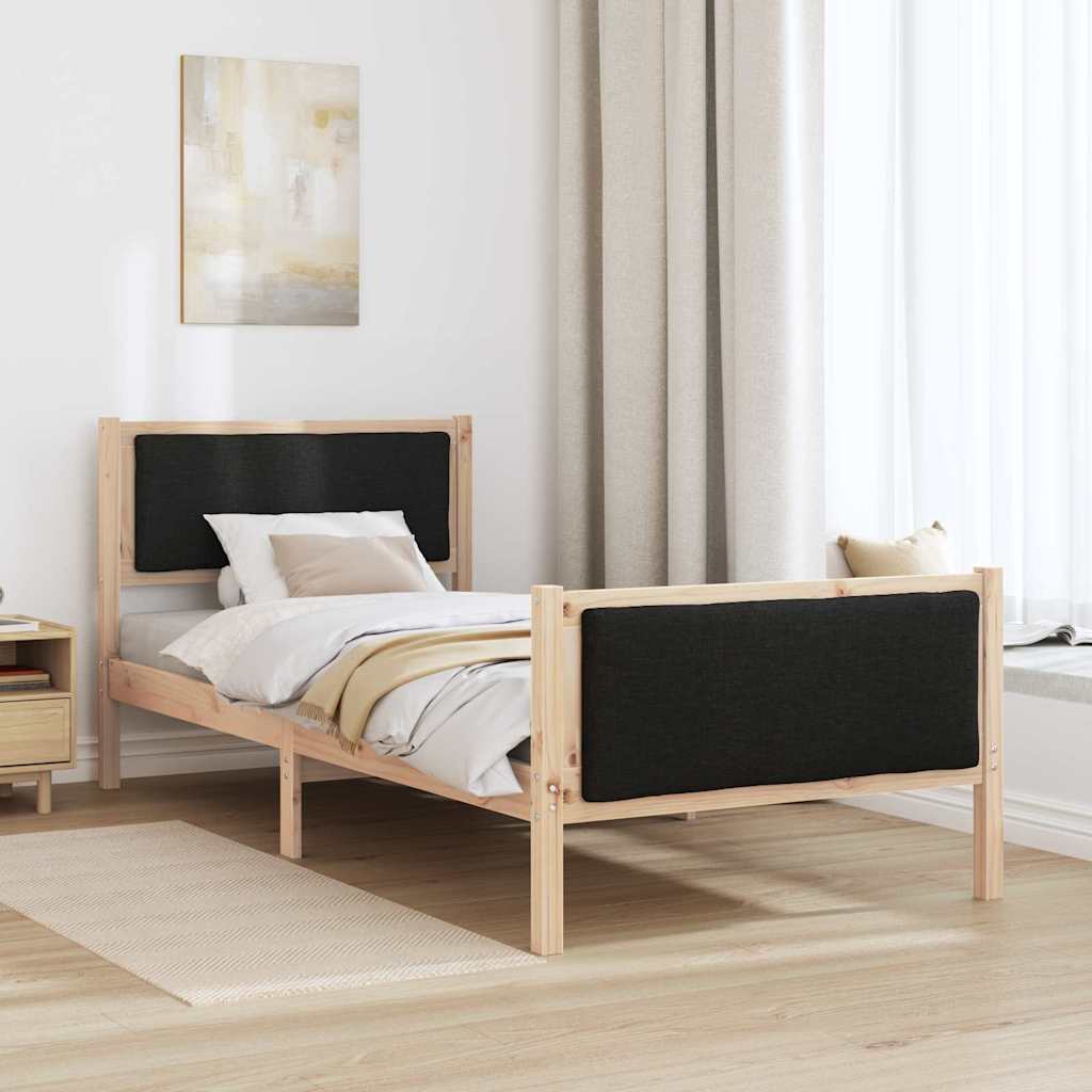 vidaXL Ramka łóżka Z zagłówkiem Czarny 90 x 200 cm tkanina