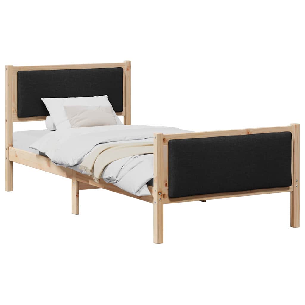 vidaXL Ramka łóżka Z zagłówkiem Czarny 90 x 200 cm tkanina