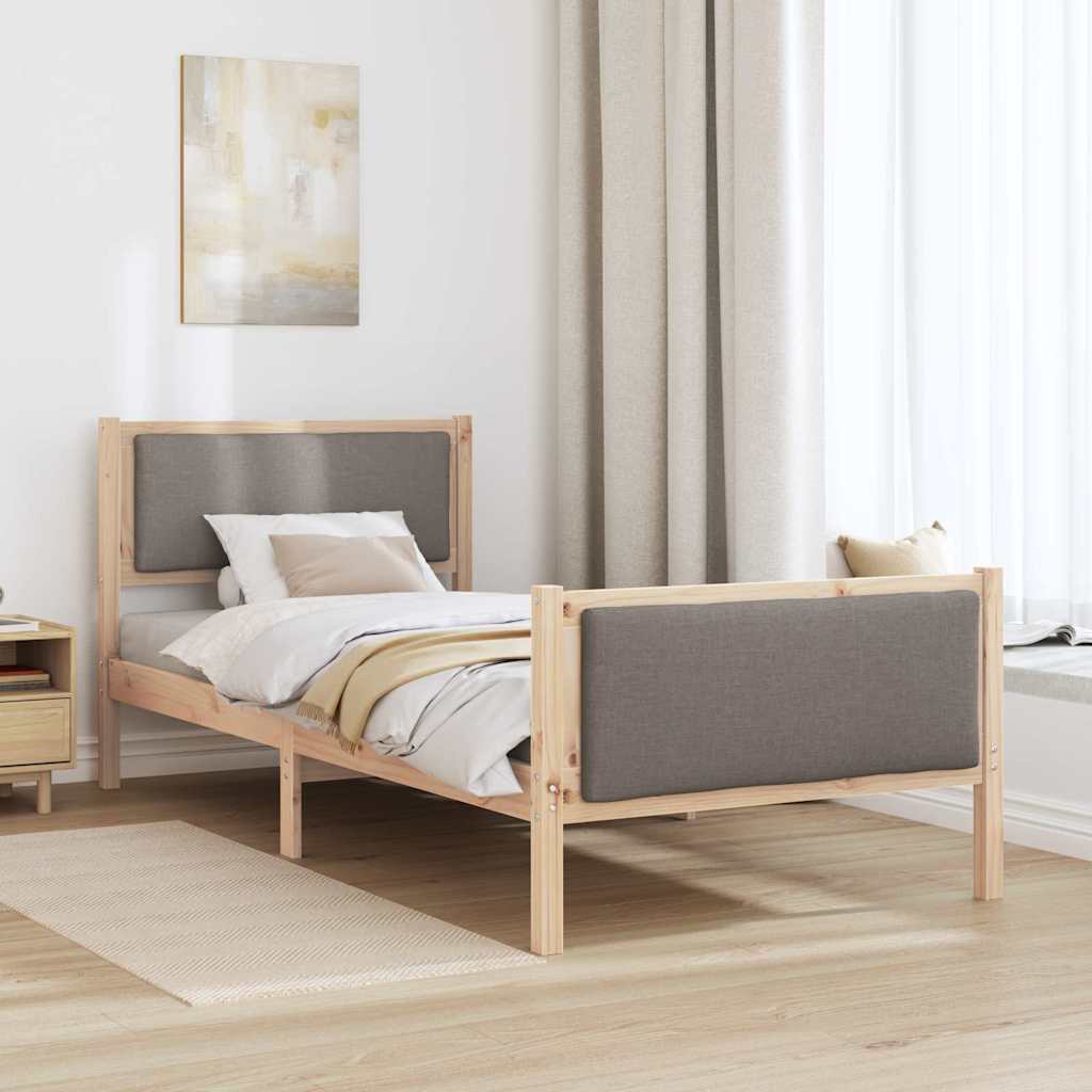 vidaXL Ramka łóżka Z zagłówkiem Ciemnoszary 90 x 200 cm tkanina