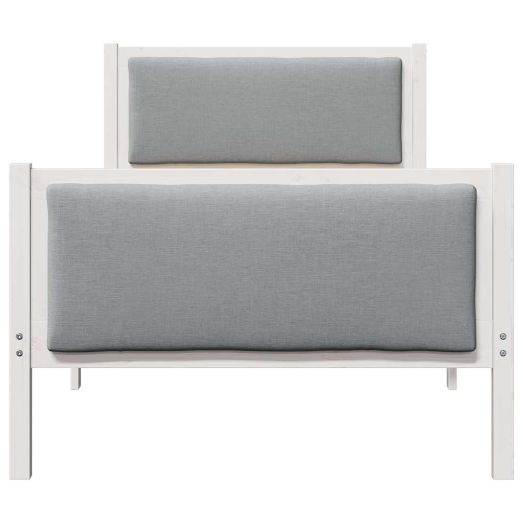 vidaXL Ramka łóżka Z zagłówkiem Jasnoszary 90 x 200 cm tkanina