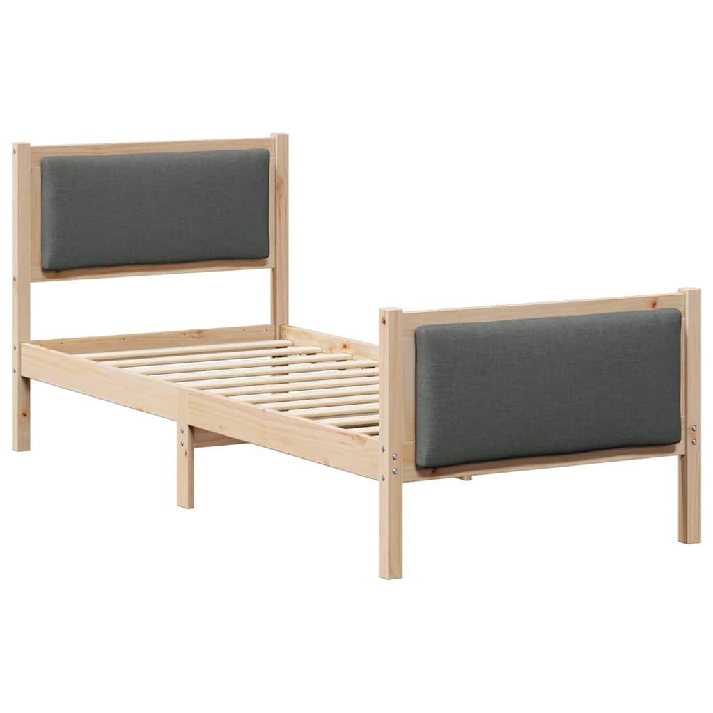 vidaXL Ramka łóżka Z zagłówkiem Ciemnoszary 80 x 200 cm tkanina