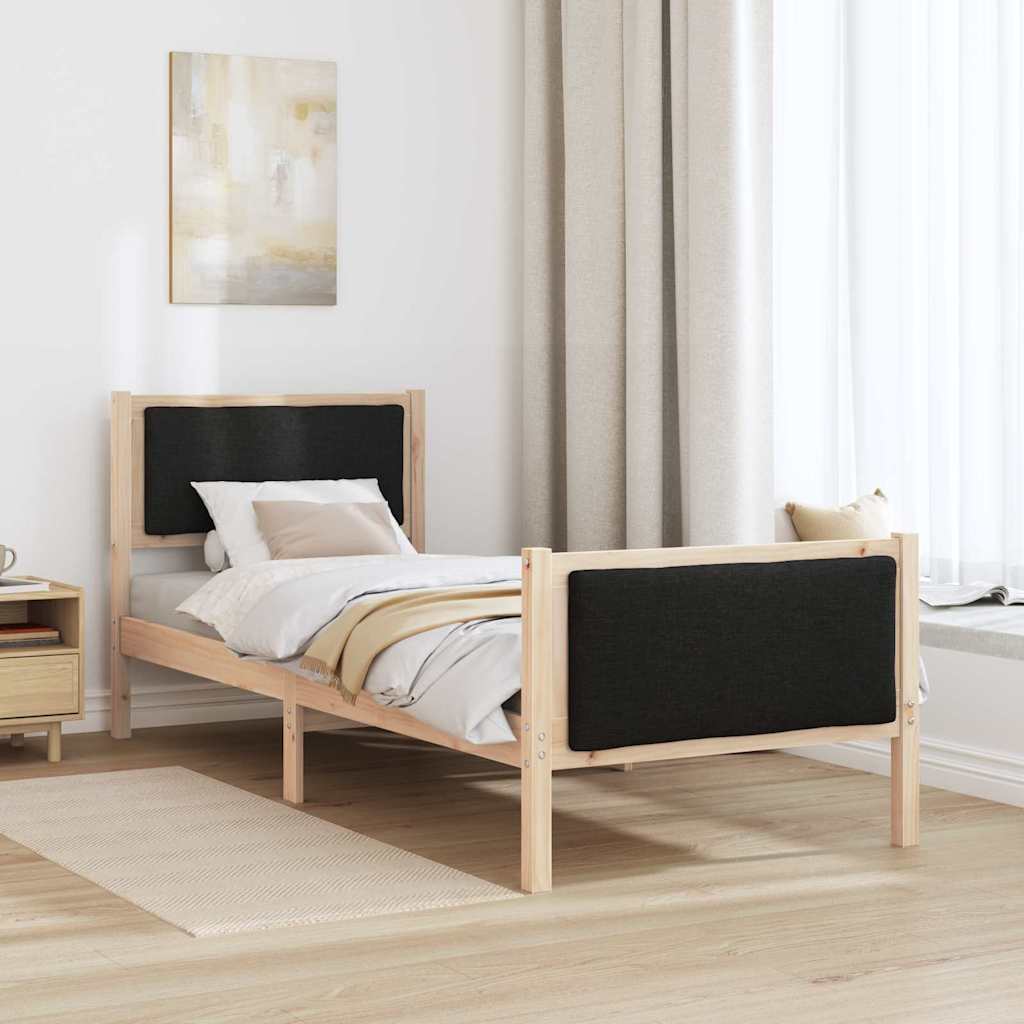 vidaXL Ramka łóżka Z zagłówkiem Czarny 80 x 200 cm tkanina