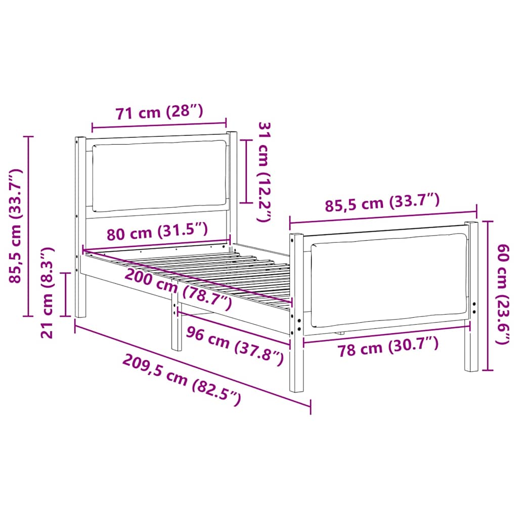 vidaXL Ramka łóżka Z zagłówkiem Ciemnoszary 80 x 200 cm tkanina