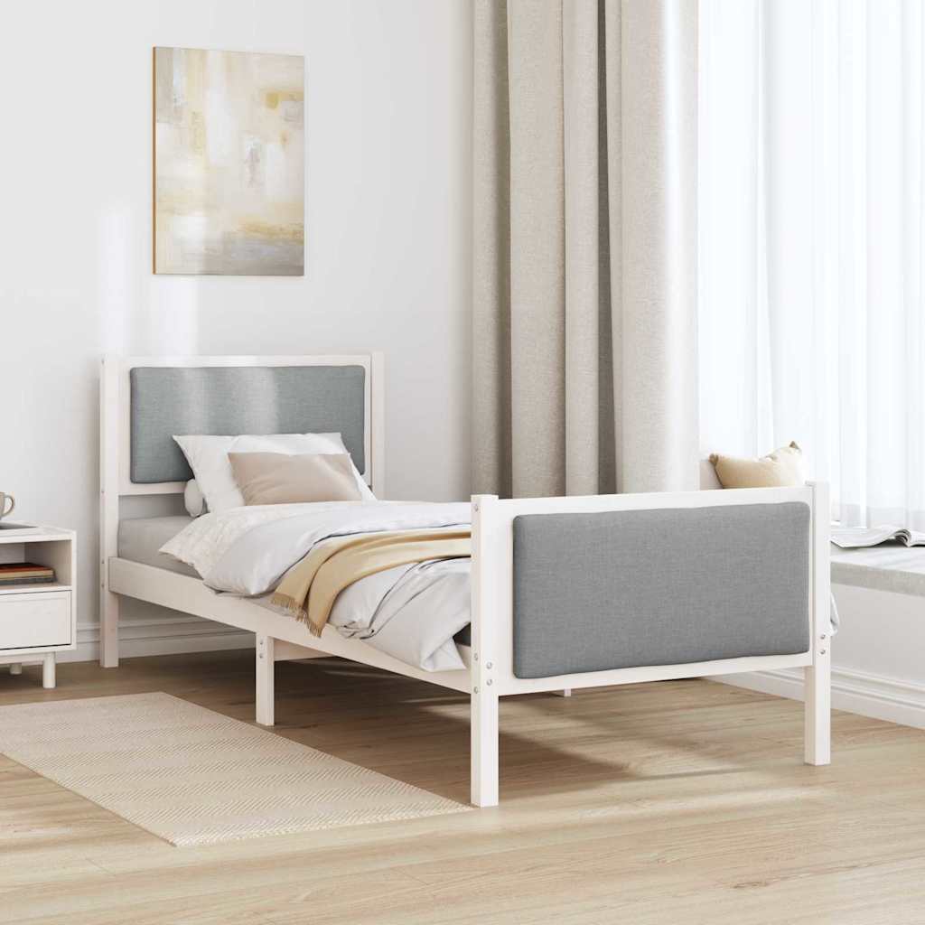 vidaXL Ramka łóżka Z zagłówkiem Jasnoszary 80 x 200 cm tkanina