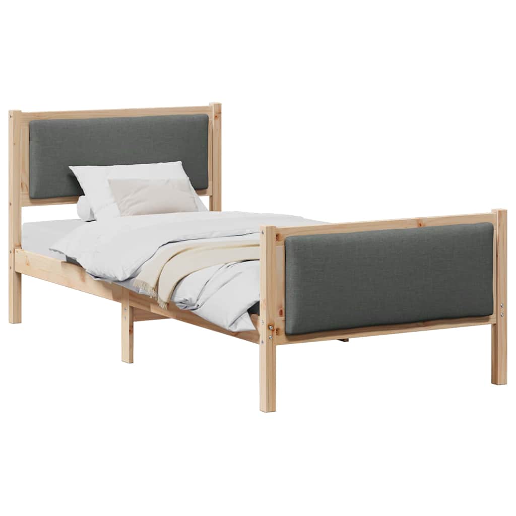 vidaXL Ramka łóżka Z zagłówkiem Ciemnoszary 90 x 190 cm tkanina