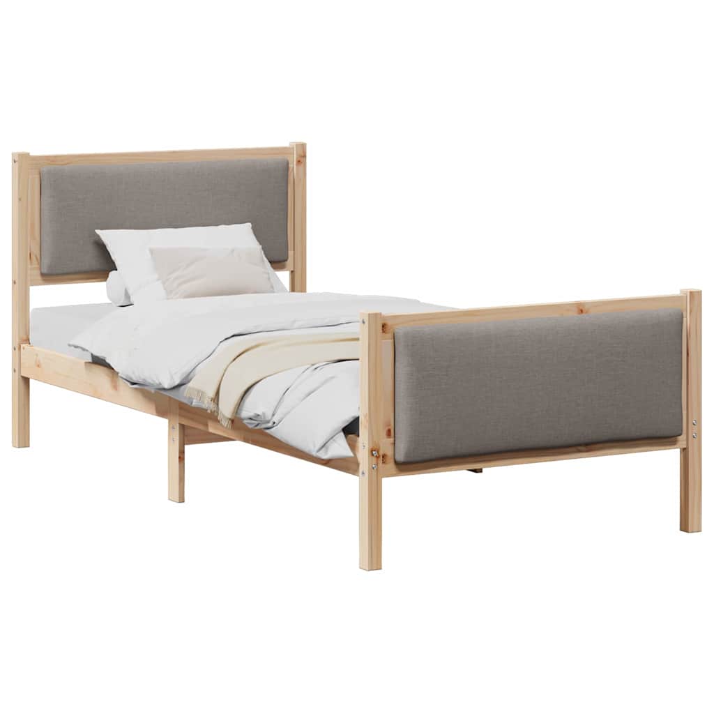 vidaXL Ramka łóżka Z zagłówkiem Ciemnoszary 90 x 190 cm tkanina