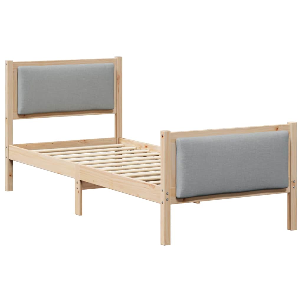 vidaXL Ramka łóżka Z zagłówkiem Jasnoszary 75 x 190 cm tkanina