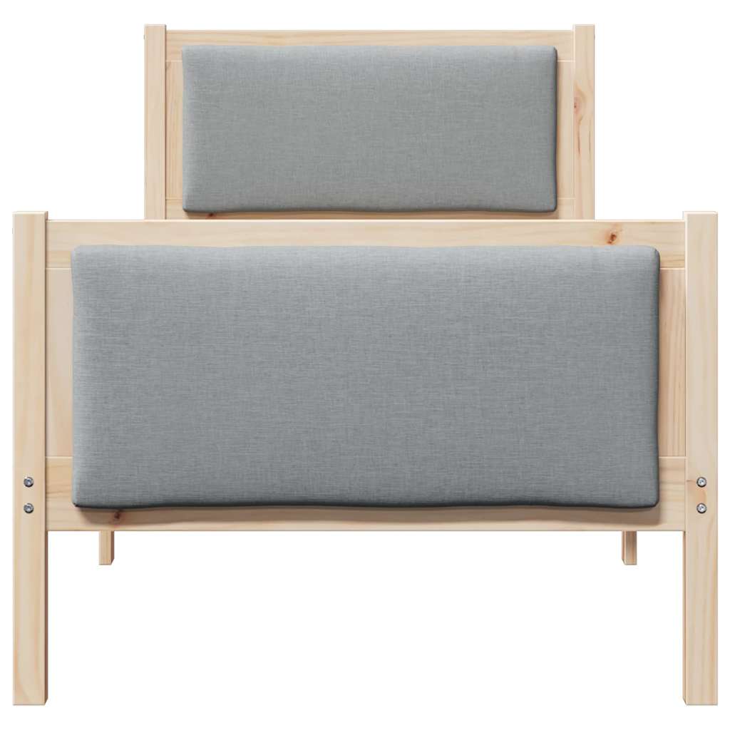 vidaXL Ramka łóżka Z zagłówkiem Jasnoszary 75 x 190 cm tkanina