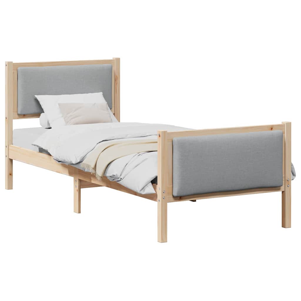 vidaXL Ramka łóżka Z zagłówkiem Jasnoszary 75 x 190 cm tkanina
