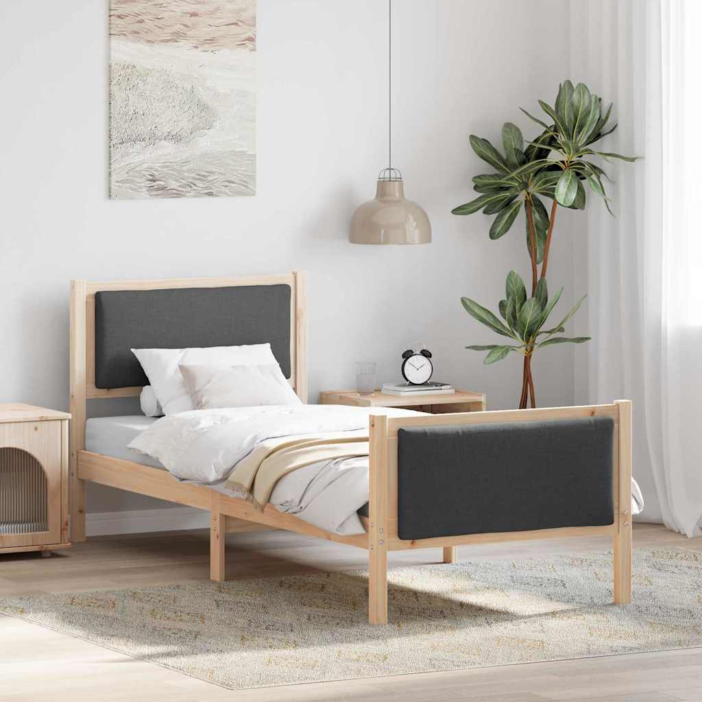 vidaXL Ramka łóżka Z zagłówkiem Ciemnoszary 75 x 190 cm tkanina