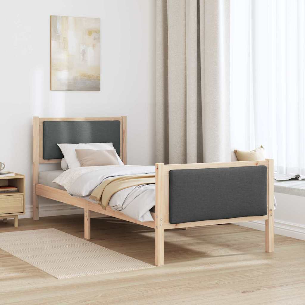 vidaXL Ramka łóżka Z zagłówkiem Ciemnoszary 75 x 190 cm tkanina