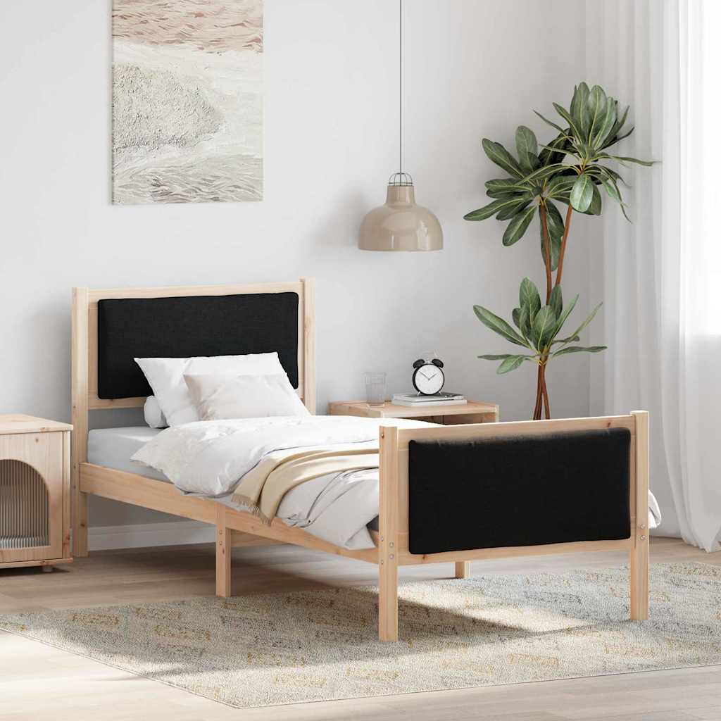 vidaXL Ramka łóżka Z zagłówkiem Czarny 75 x 190 cm tkanina