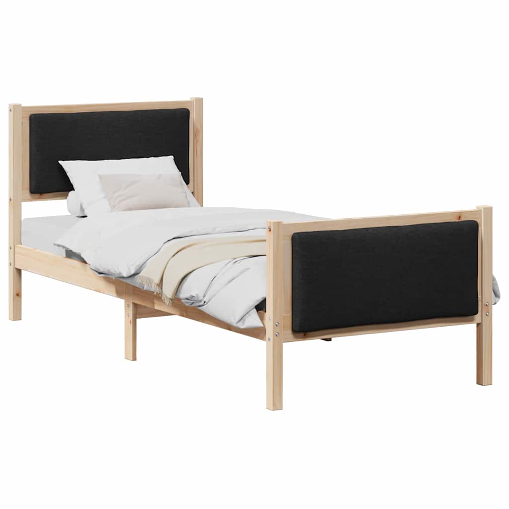 vidaXL Ramka łóżka Z zagłówkiem Czarny 75 x 190 cm tkanina