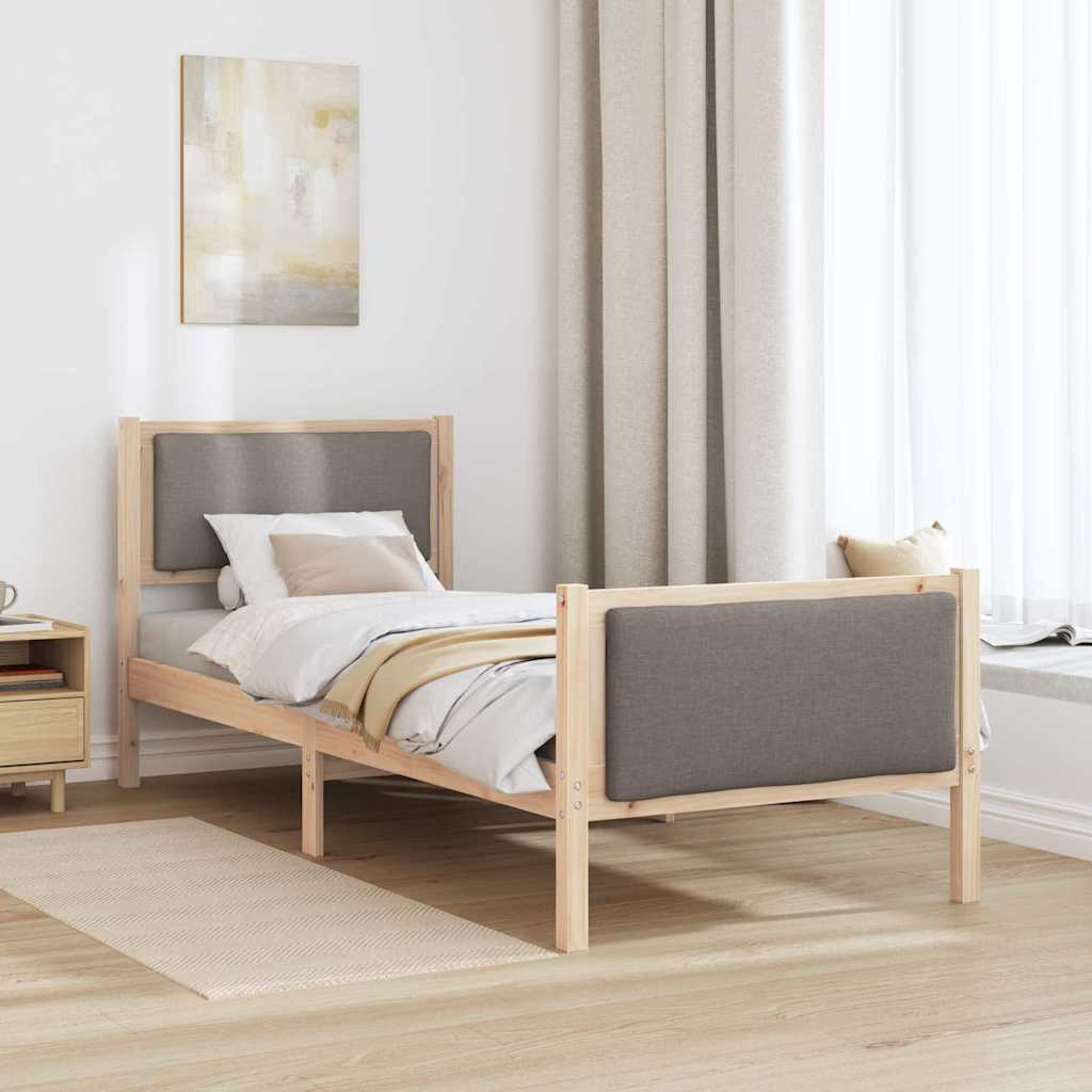 vidaXL Ramka łóżka Z zagłówkiem Ciemnoszary 75 x 190 cm tkanina