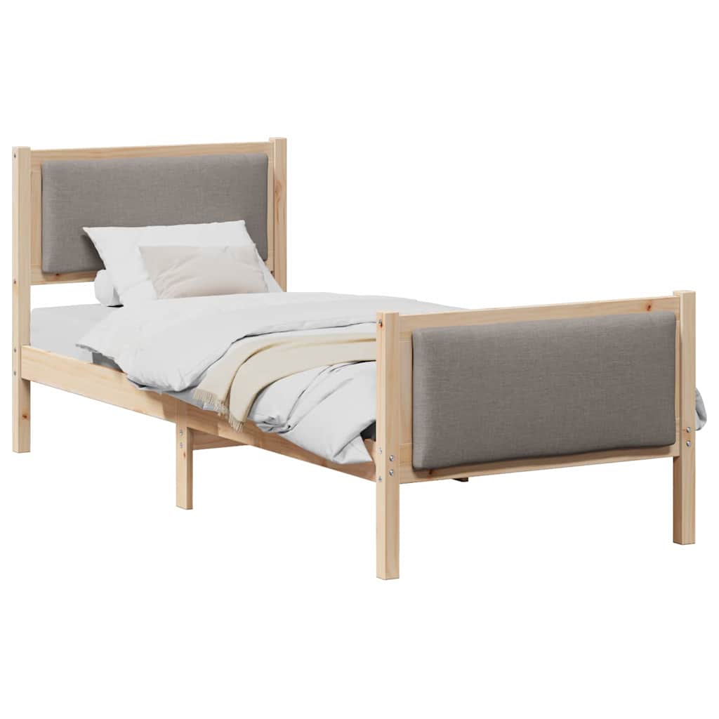vidaXL Ramka łóżka Z zagłówkiem Ciemnoszary 75 x 190 cm tkanina