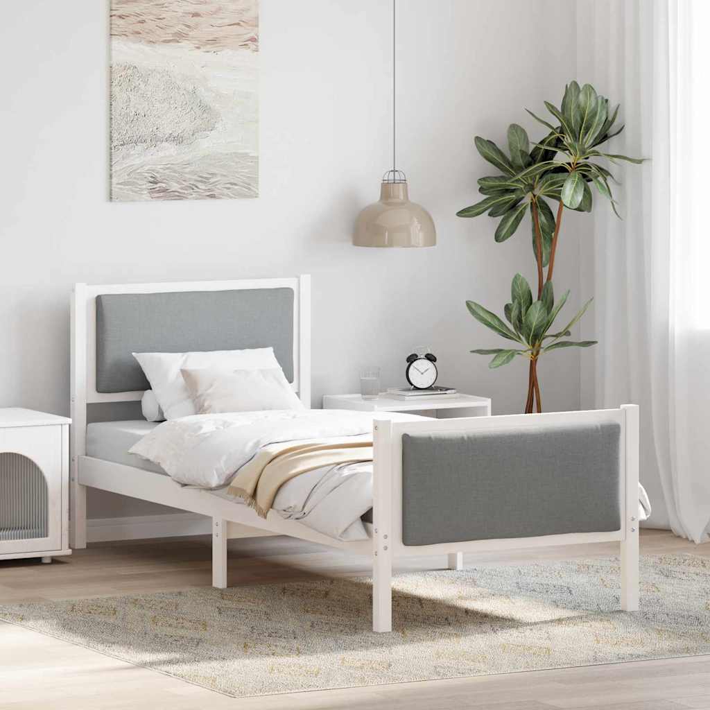 vidaXL Ramka łóżka Z zagłówkiem Jasnoszary 75 x 190 cm tkanina