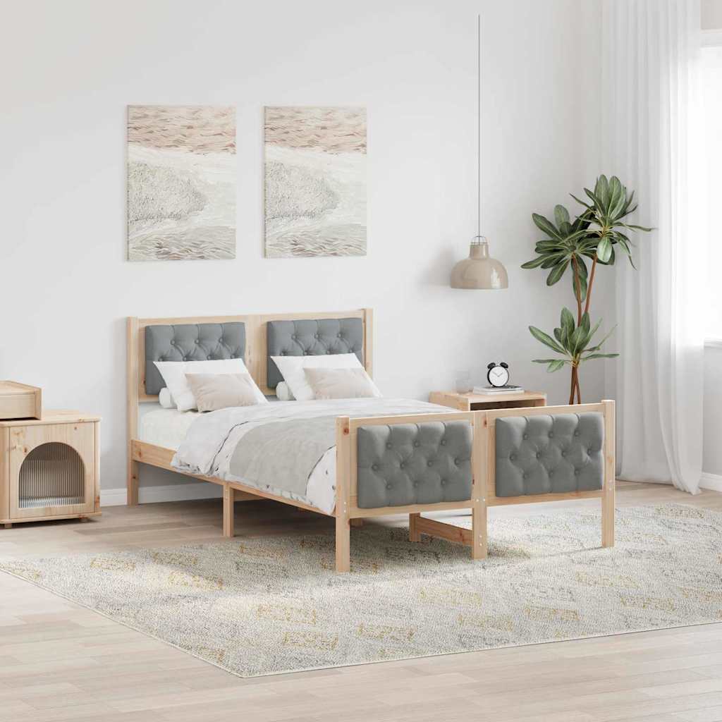 vidaXL Ramka łóżka Jasnoszary 120 x 200 cm Lite drewno sosnowe