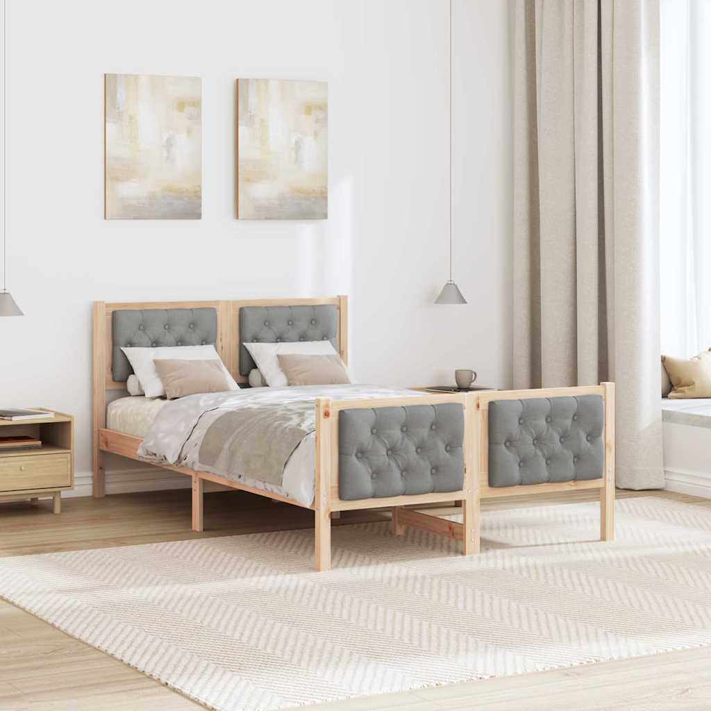 vidaXL Ramka łóżka Jasnoszary 135 x 190 cm Lite drewno sosnowe