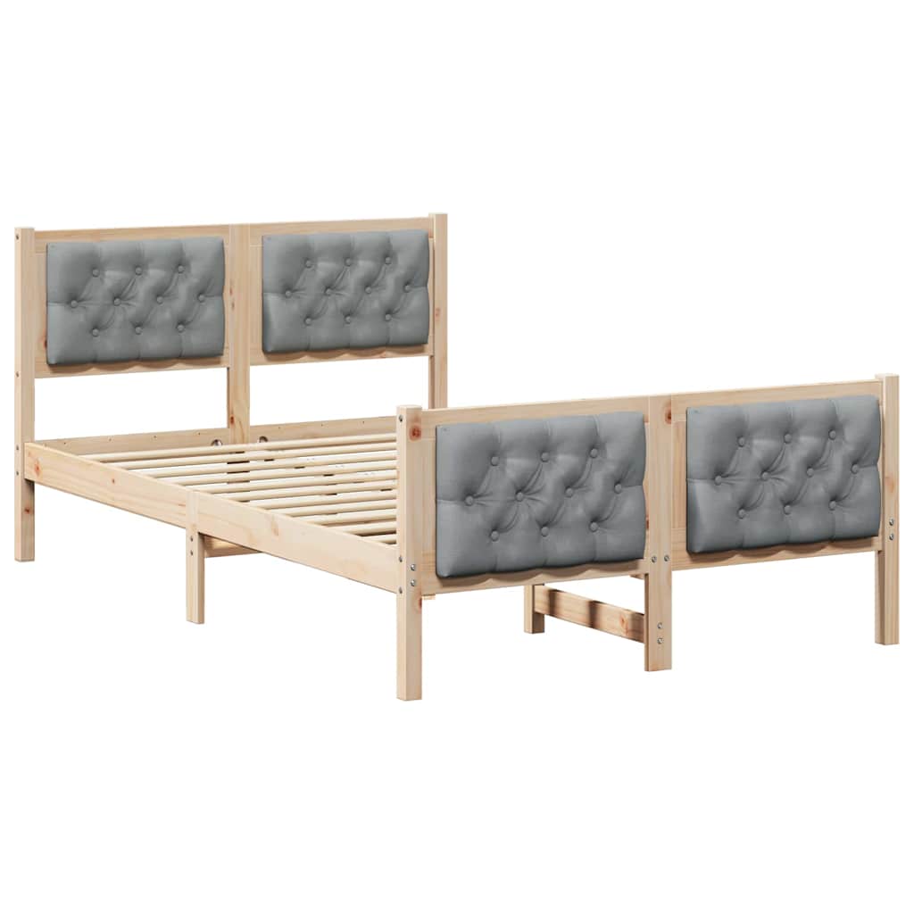 vidaXL Ramka łóżka Jasnoszary 135 x 190 cm Lite drewno sosnowe