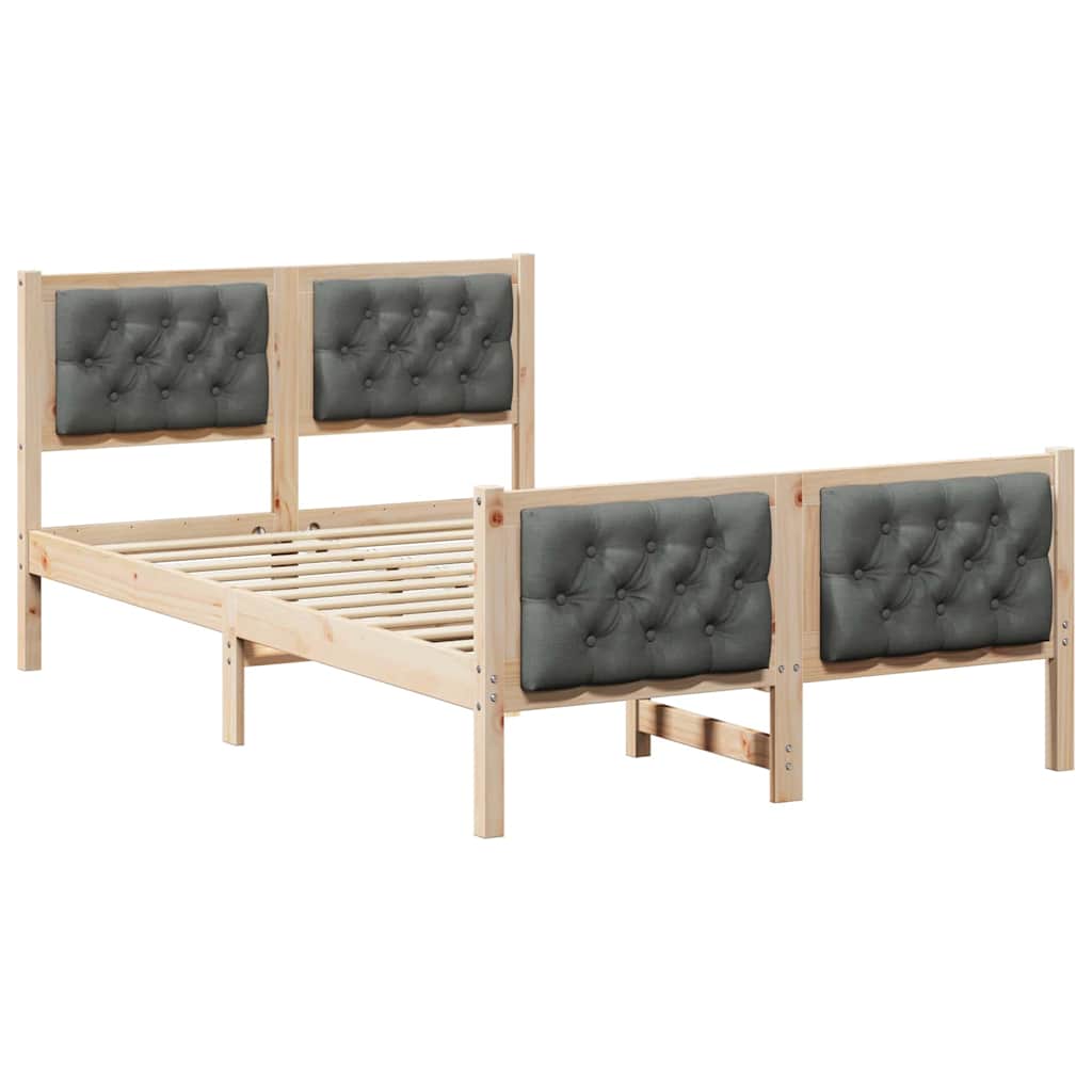 vidaXL Ramka łóżka Ciemnoszary 135 x 190 cm Lite drewno sosnowe