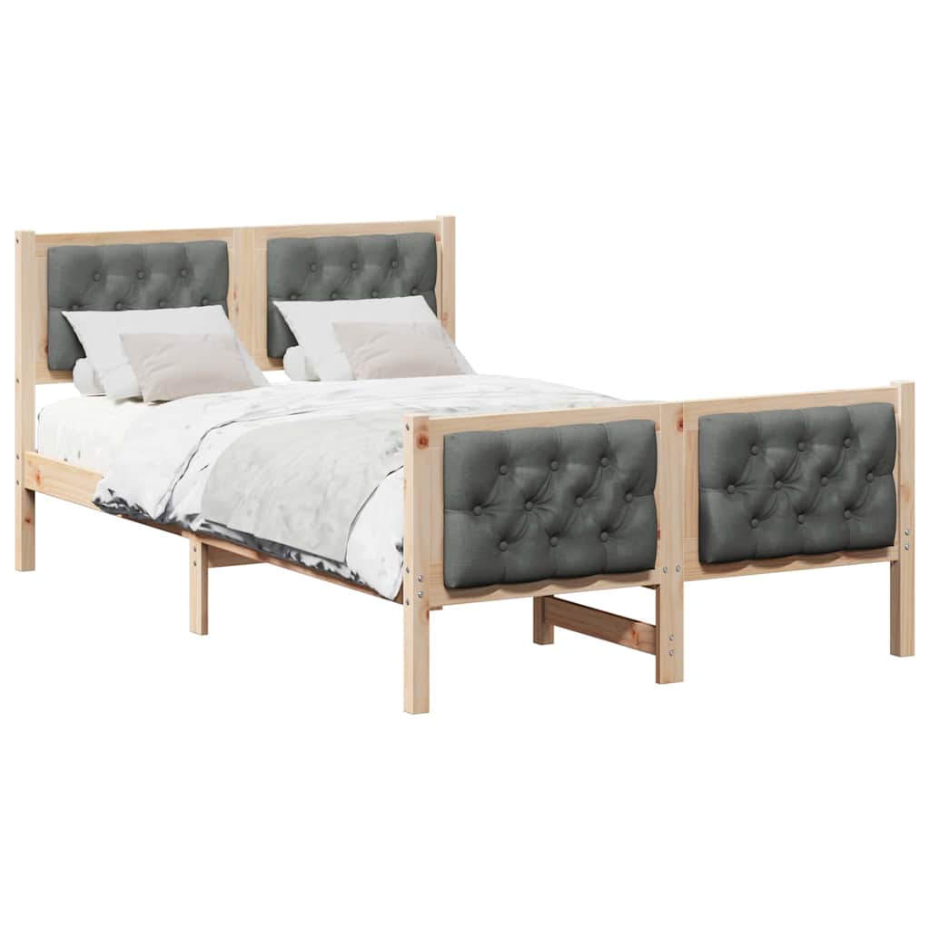 vidaXL Ramka łóżka Ciemnoszary 135 x 190 cm Lite drewno sosnowe