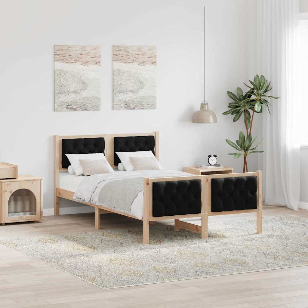 vidaXL Ramka łóżka Czarny 135 x 190 cm Lite drewno sosnowe