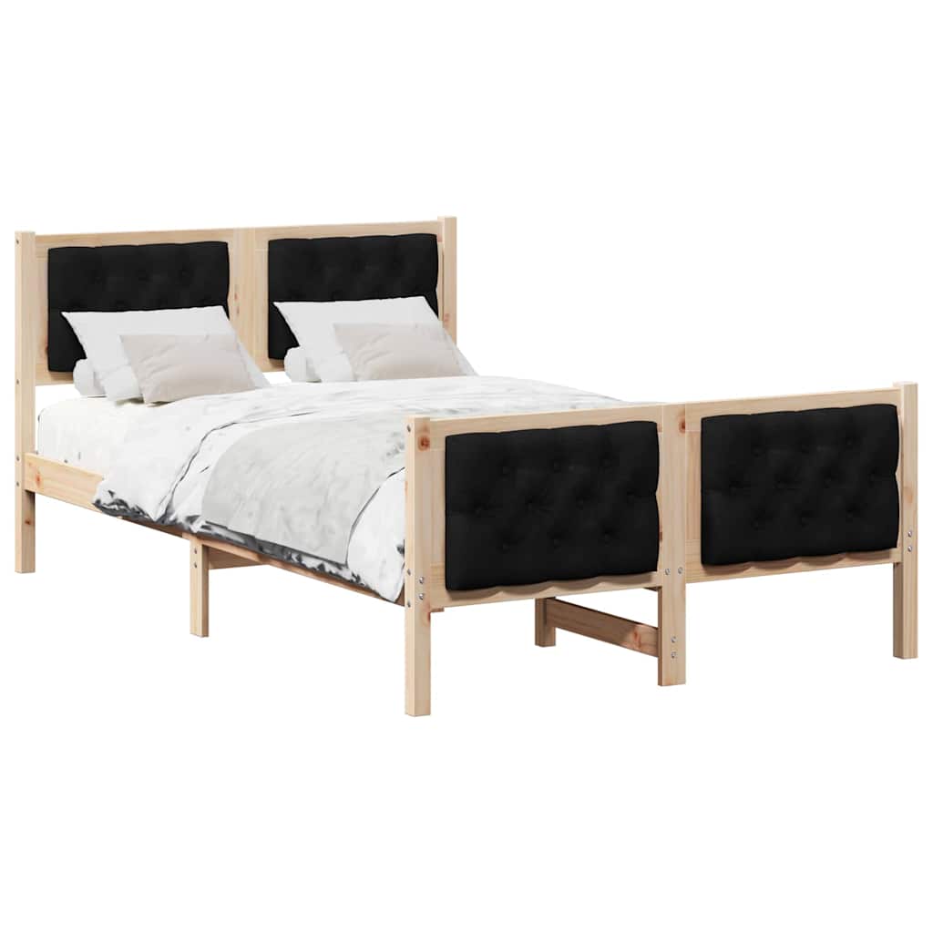 vidaXL Ramka łóżka Czarny 135 x 190 cm Lite drewno sosnowe
