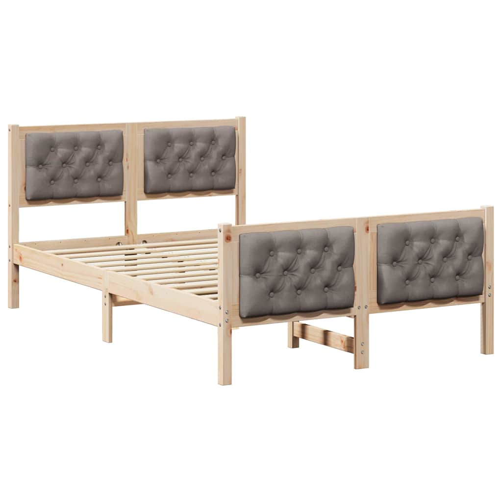 vidaXL Ramka łóżka Ciemnoszary 135 x 190 cm Lite drewno sosnowe