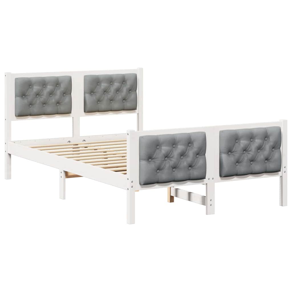 vidaXL Ramka łóżka Jasnoszary 135 x 190 cm Lite drewno sosnowe