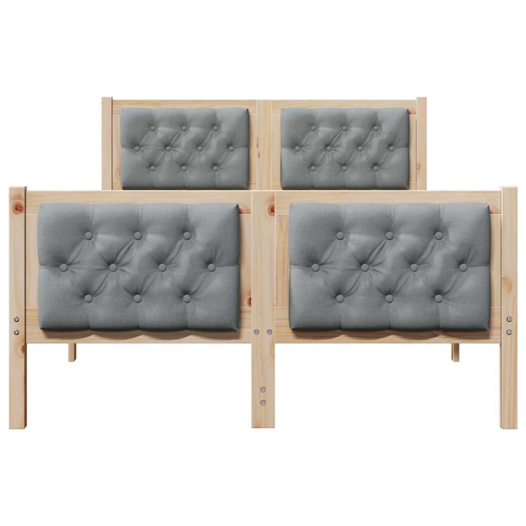 vidaXL Ramka łóżka Jasnoszary 120 x 190 cm Lite drewno sosnowe