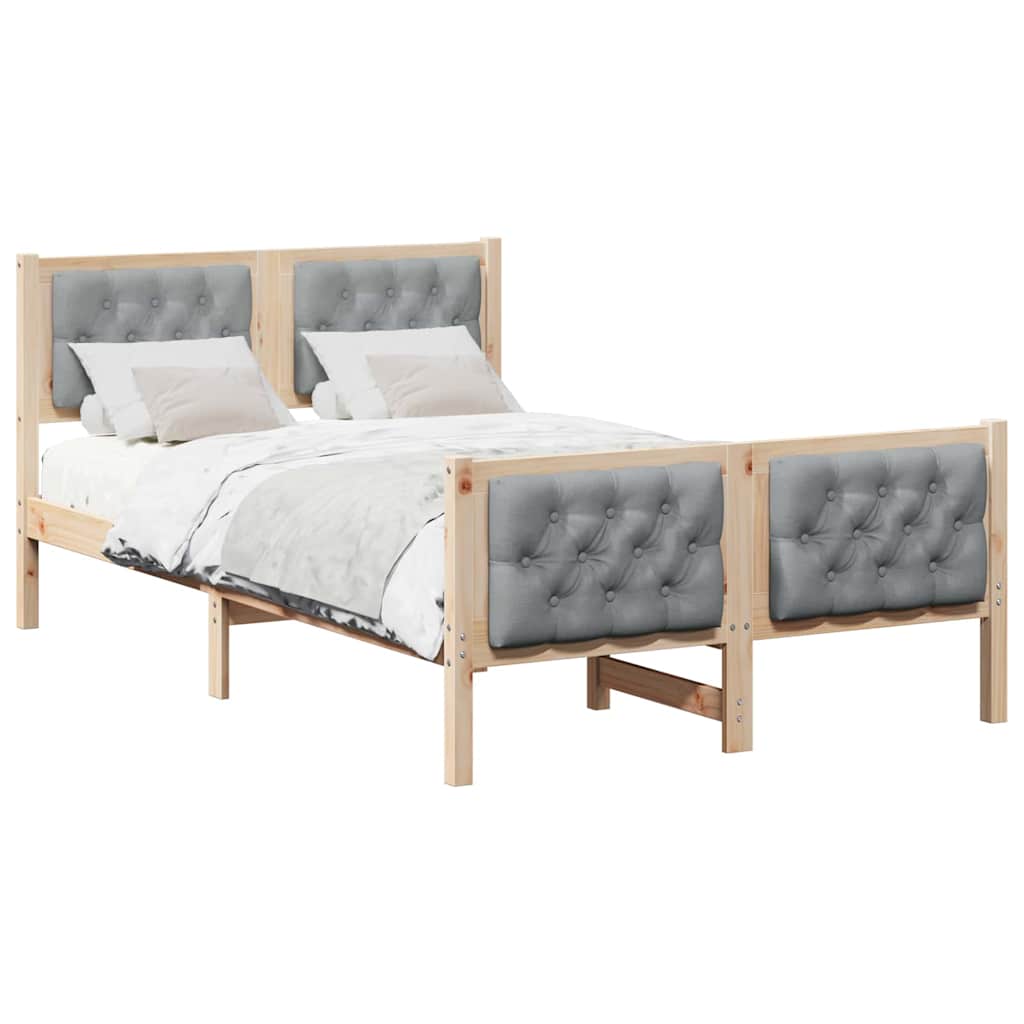 vidaXL Ramka łóżka Jasnoszary 120 x 190 cm Lite drewno sosnowe