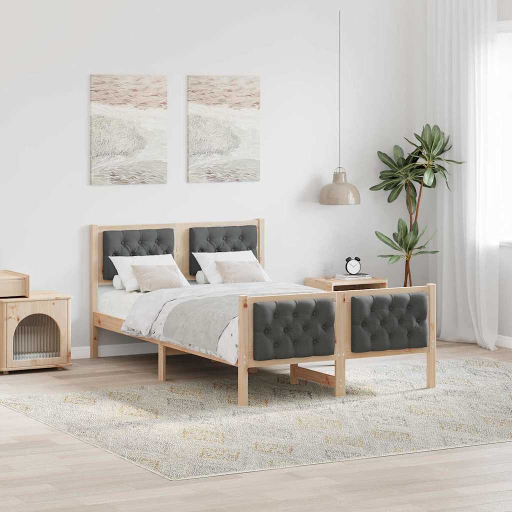 vidaXL Ramka łóżka Ciemnoszary 120 x 190 cm Lite drewno sosnowe