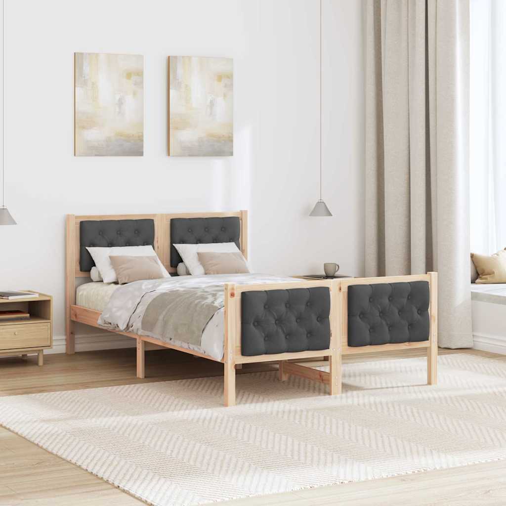 vidaXL Ramka łóżka Ciemnoszary 120 x 190 cm Lite drewno sosnowe