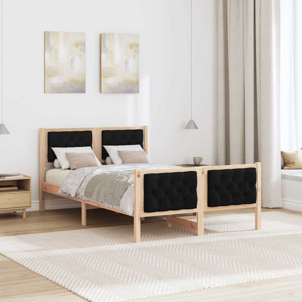 vidaXL Ramka łóżka Czarny 120 x 190 cm Lite drewno sosnowe