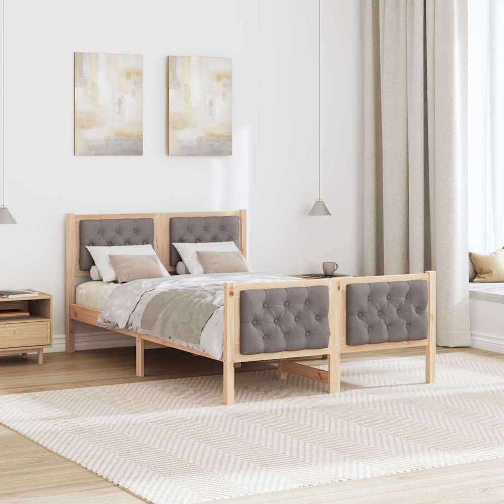 vidaXL Ramka łóżka Ciemnoszary 120 x 190 cm Lite drewno sosnowe