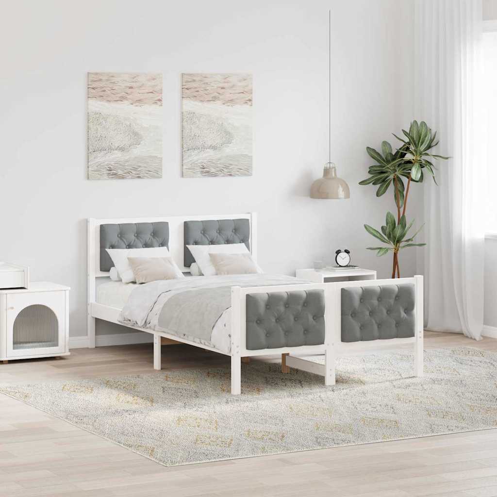 vidaXL Ramka łóżka Jasnoszary 120 x 190 cm Lite drewno sosnowe