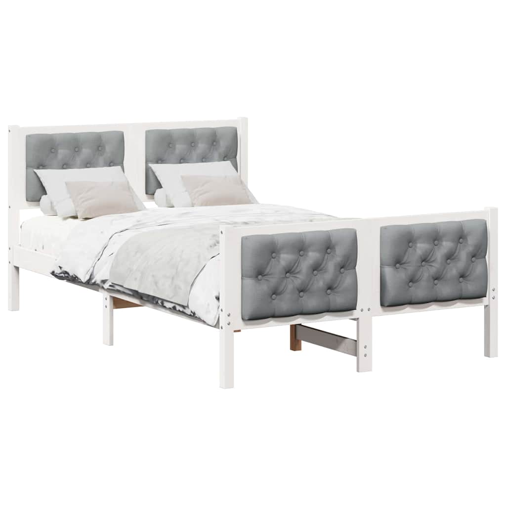 vidaXL Ramka łóżka Jasnoszary 120 x 190 cm Lite drewno sosnowe