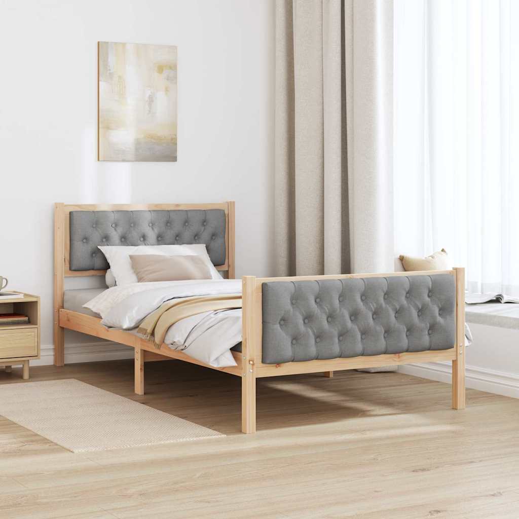 vidaXL Ramka łóżka Jasnoszary 100 x 200 cm Lite drewno sosnowe