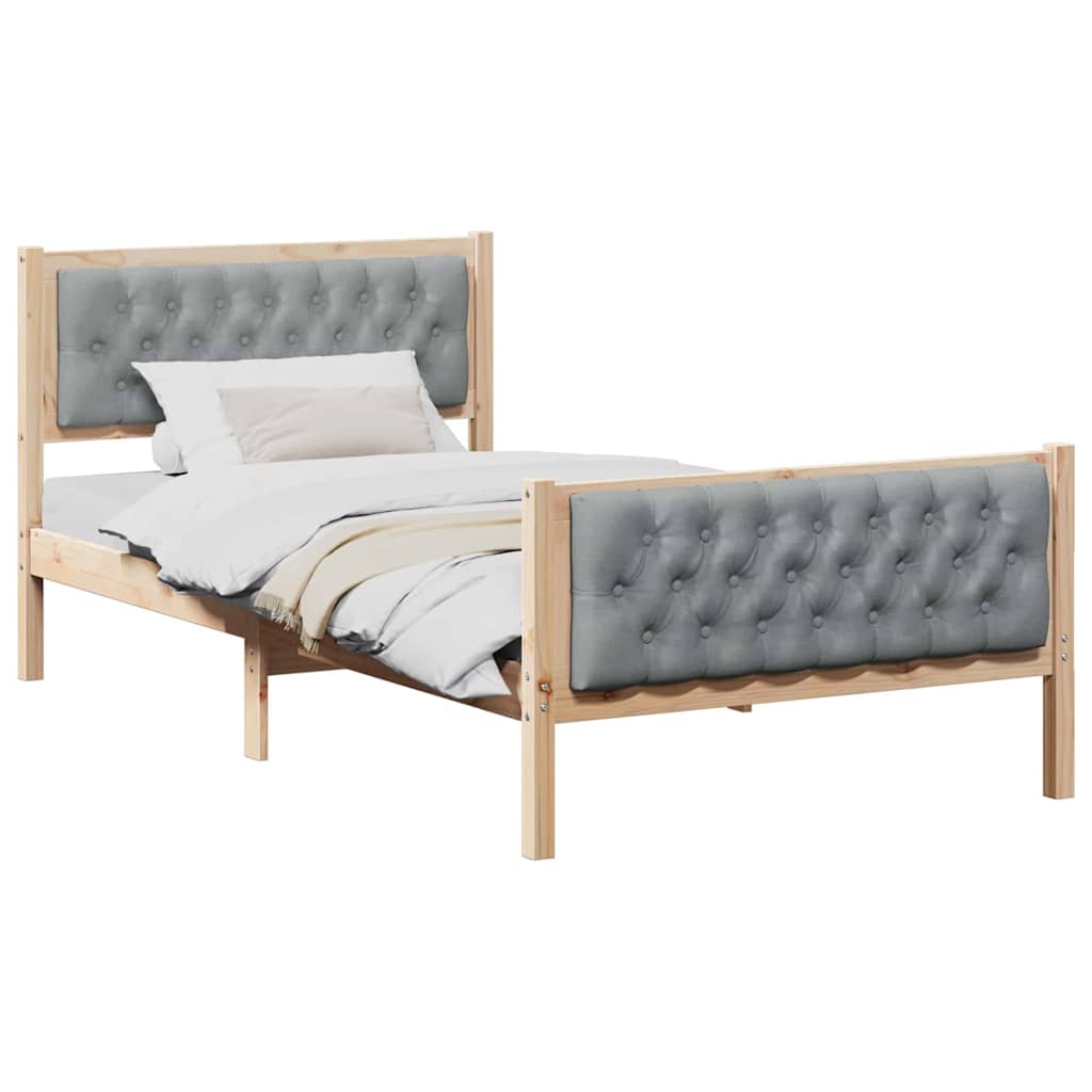 vidaXL Ramka łóżka Jasnoszary 100 x 200 cm Lite drewno sosnowe