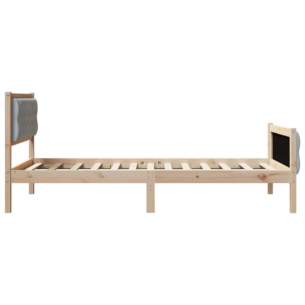 vidaXL Ramka łóżka Jasnoszary 100 x 200 cm Lite drewno sosnowe