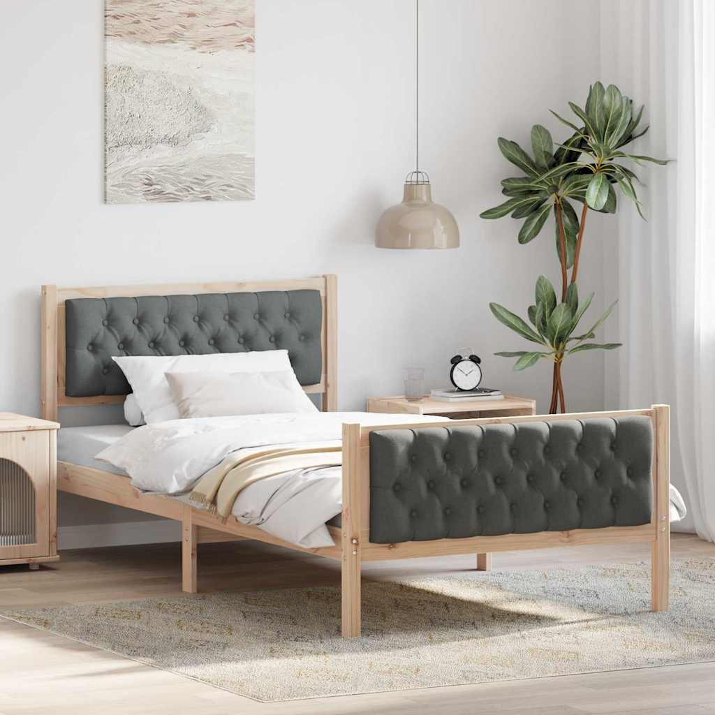 vidaXL Ramka łóżka Ciemnoszary 100 x 200 cm Lite drewno sosnowe